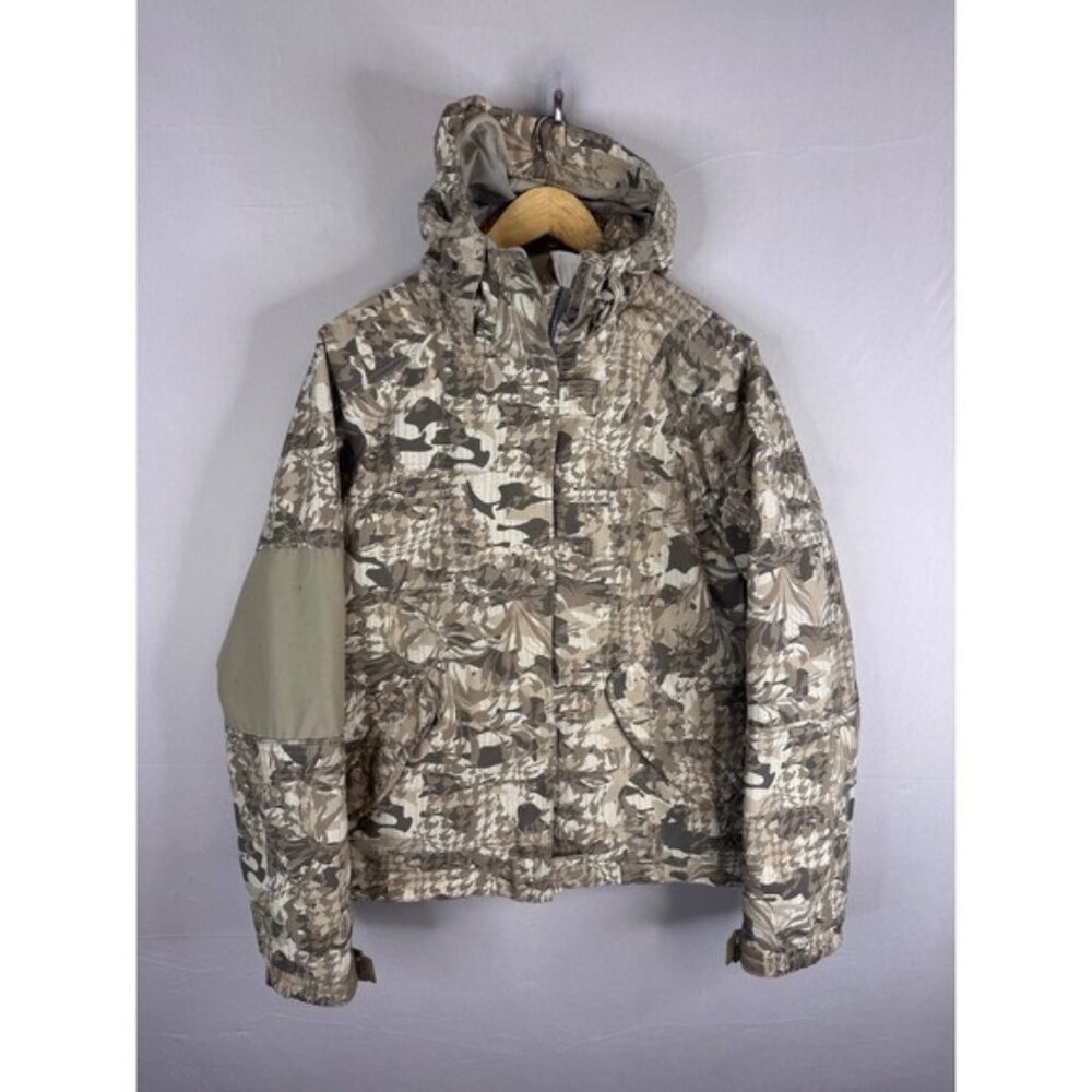 Arson Mens Snowboard Jacket Camo Hooded Ski Coat Tan Brown Grey Medium